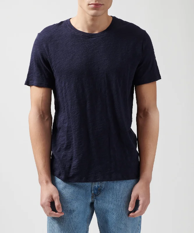 men's casual wear t-shirts-Slub Jersey Crew Neck Tee - Midnight