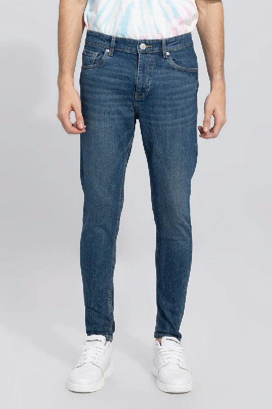 men's bootcut jeans-Vasper Mid Blue Skinny Jeans