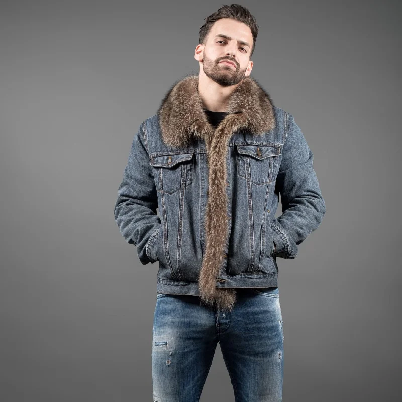 men's summer jackets-Men's Denim jacket with fur