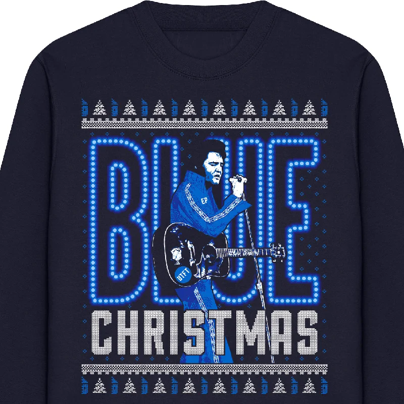 men's checked sweatshirts-The King Blue Christmas Sweatshirt