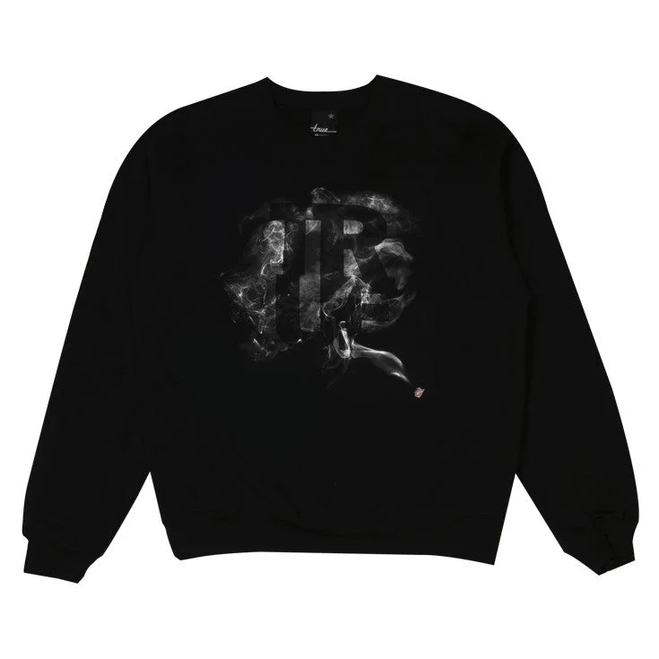 men's athletic sweatshirts-Mens True Smoke Crewneck Sweatshirt Black