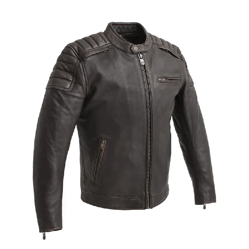 men's waterproof jackets-Crusader Men's Motorcycle Leather Jacket