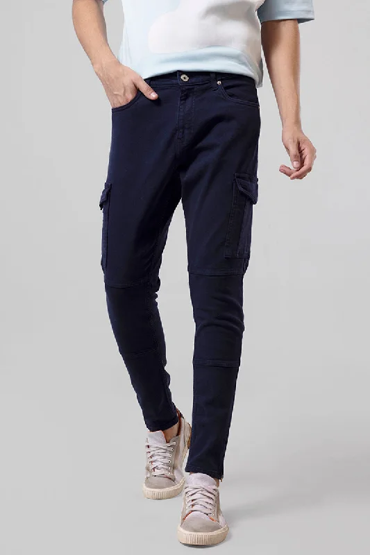 men's tapered jeans-Hardy Navy Cargo Jeans