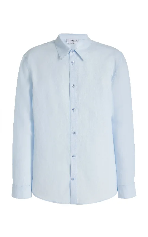 men's button-down shirts-Quevedo Shirt in Light Blue Linen