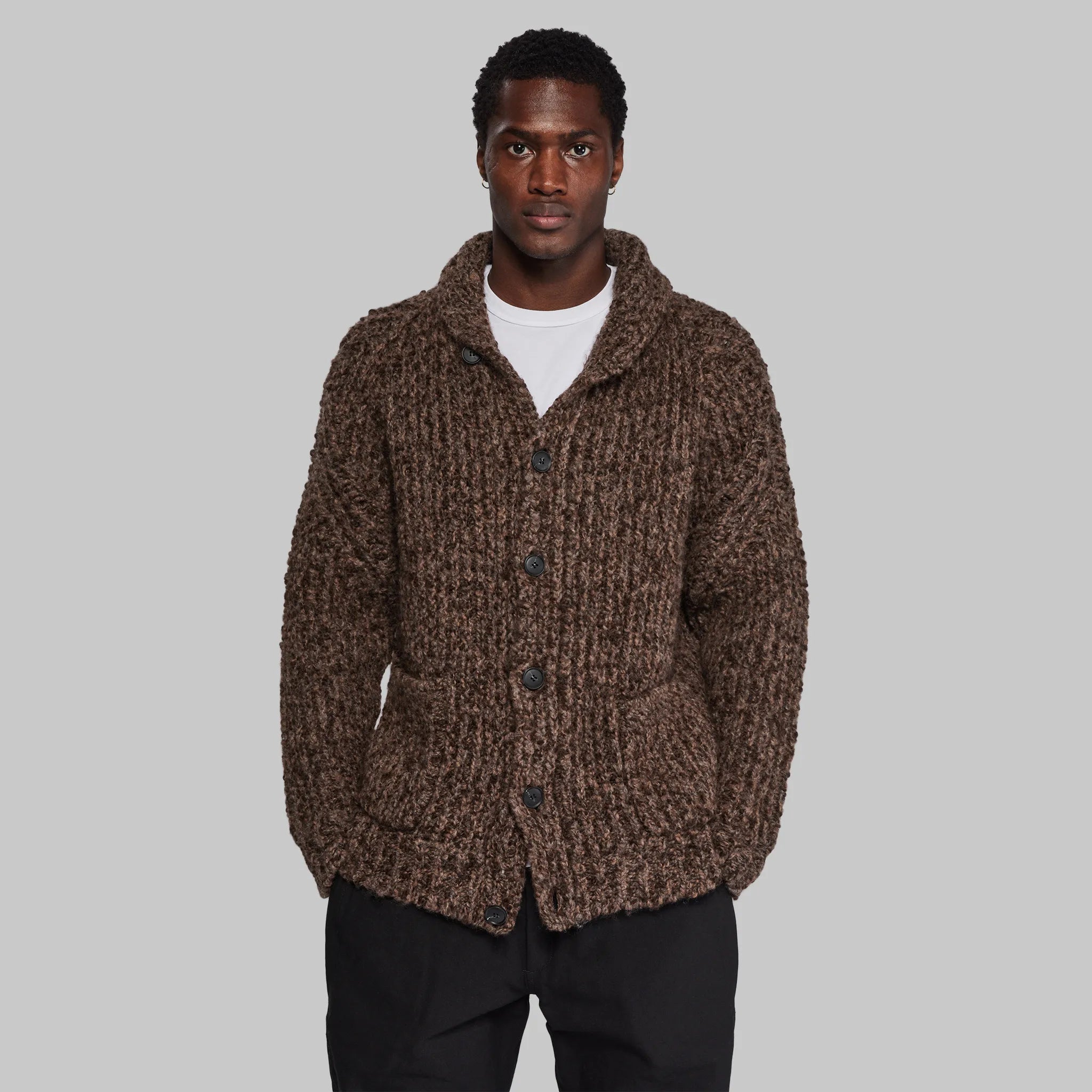 men's everyday sweaters-Sub Zero Cardigan. Brown edition