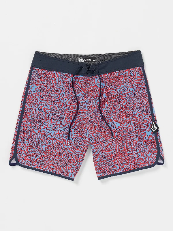 men's utility shorts-Lido Print Scallop Mod-Tech Trunks - Flash Red