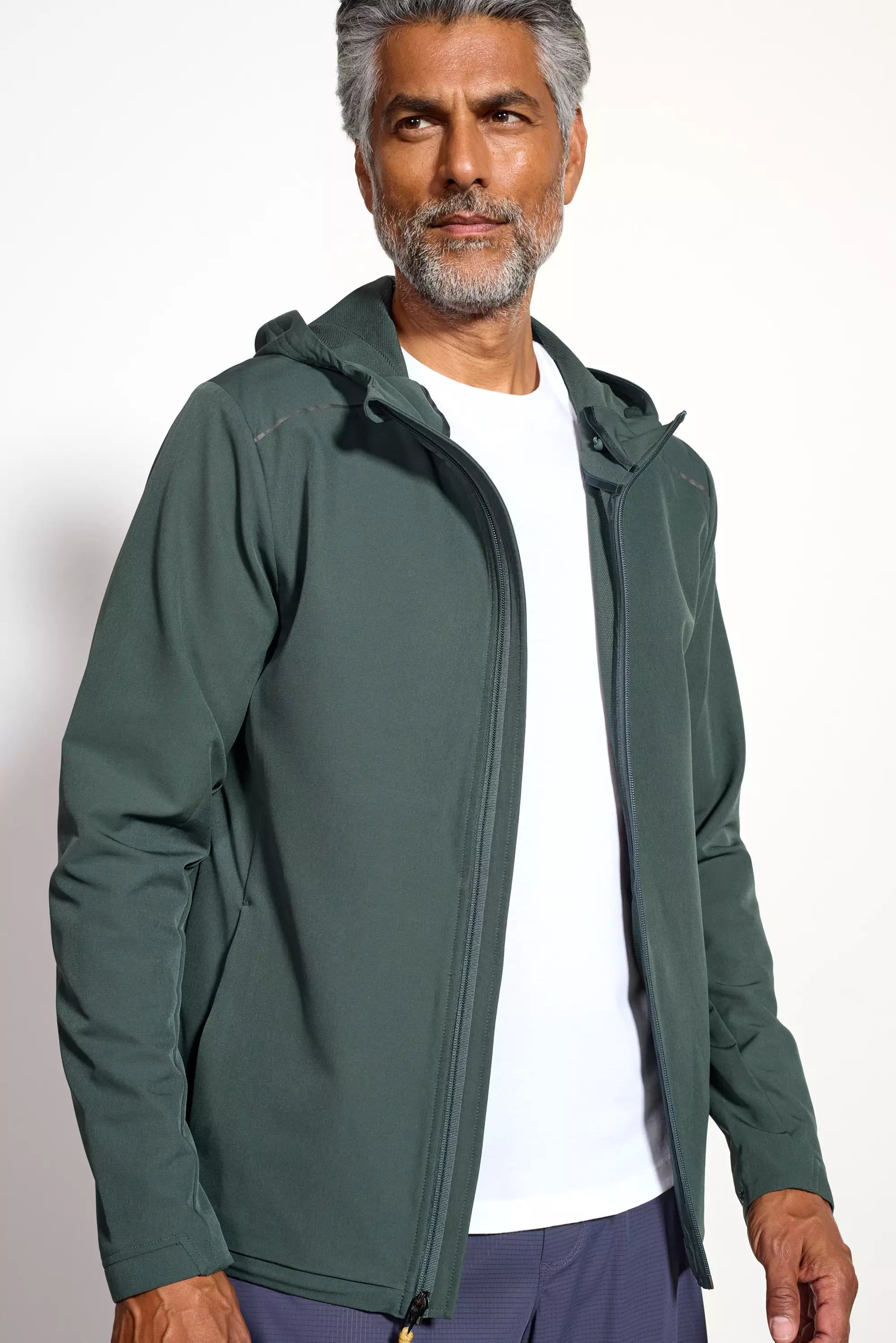 men's collarless jackets-Packable Jacket - Bay Leaf