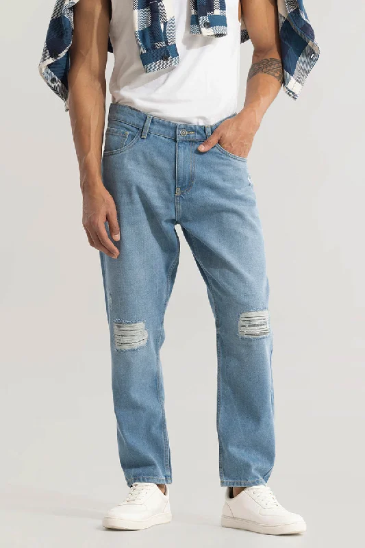 men's moisture wicking trousers-Downtown Sky Blue Baggy Jeans