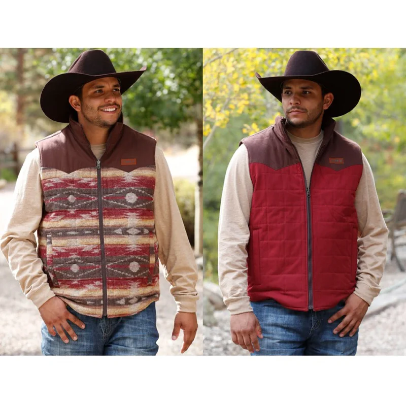 men's soft vests-Cinch Burgundy Reversible Vest