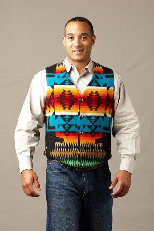 men's winter vests-Kraffs Wool Vest, Chief Joseph Black