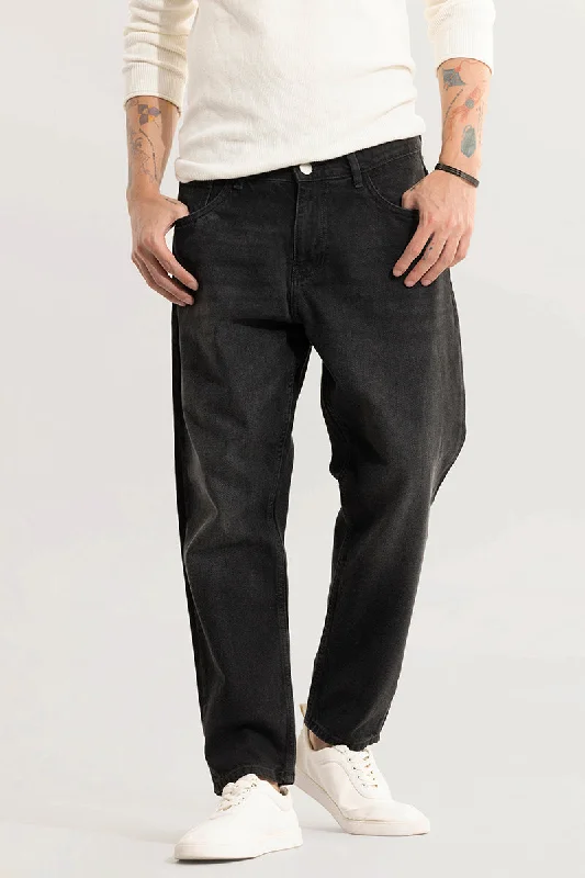 men's affordable trousers-Dusk Mid Black Baggy Fit Jeans