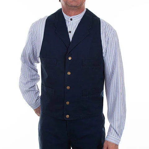 men's summer vests-Scully Men's Classic Canvas Vest in Navy