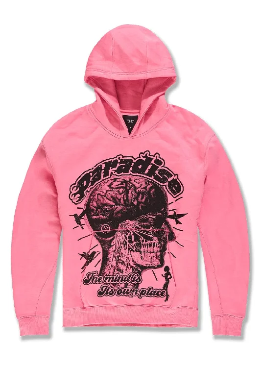 men's streetwear hoodies-Big Men's Cranial Paradise Pullover Hoodie (Pink)