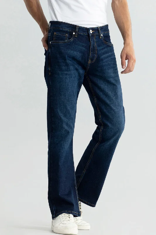 men's classic trousers-Delta Dark Blue Bootcut Jeans