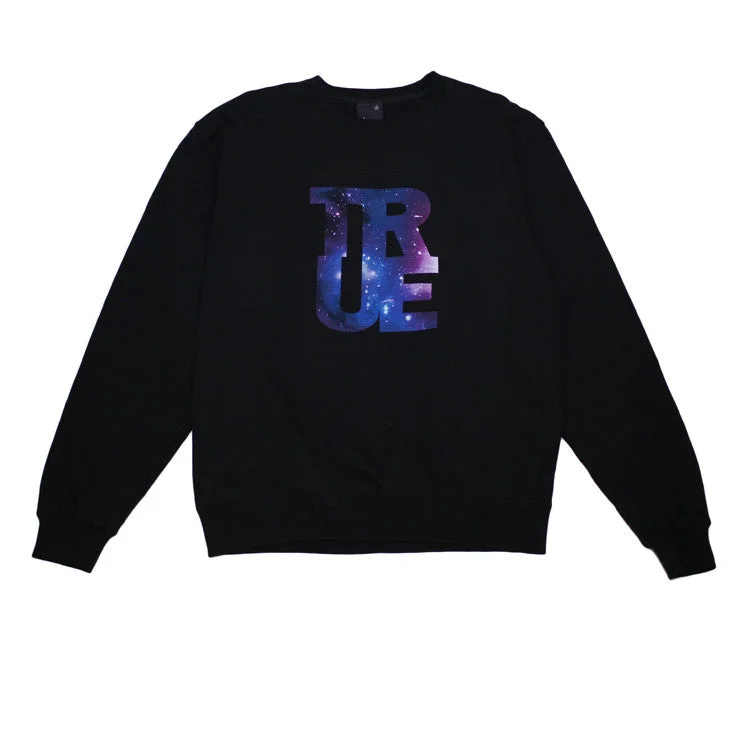 men's oversized sweatshirts-Mens True Galaxy Crewneck Sweatshirt Black