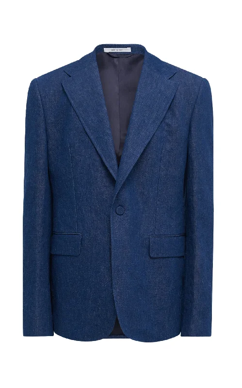 men's performance jackets-Leiva Blazer in Recycled Cotton Linen Denim