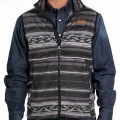 men's windproof vests-Cinch Men's Black & Grey Fleece Vest