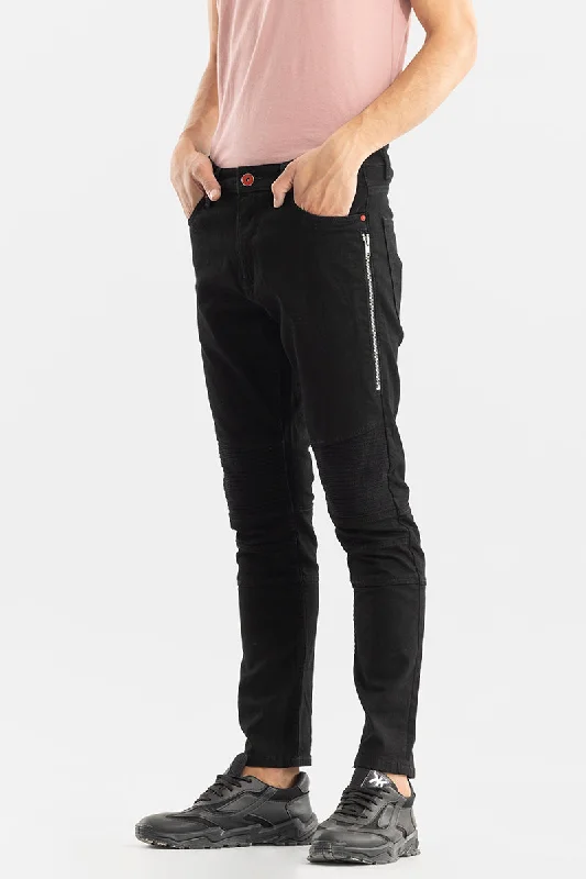 men's breathable pants-Griffin Black Skinny Jeans