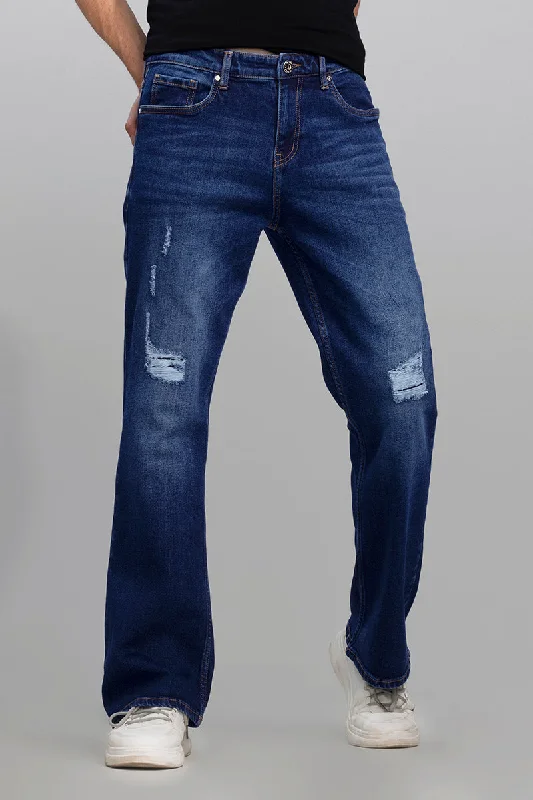 men's checked pants-Dalton Blue Bootcut Jeans