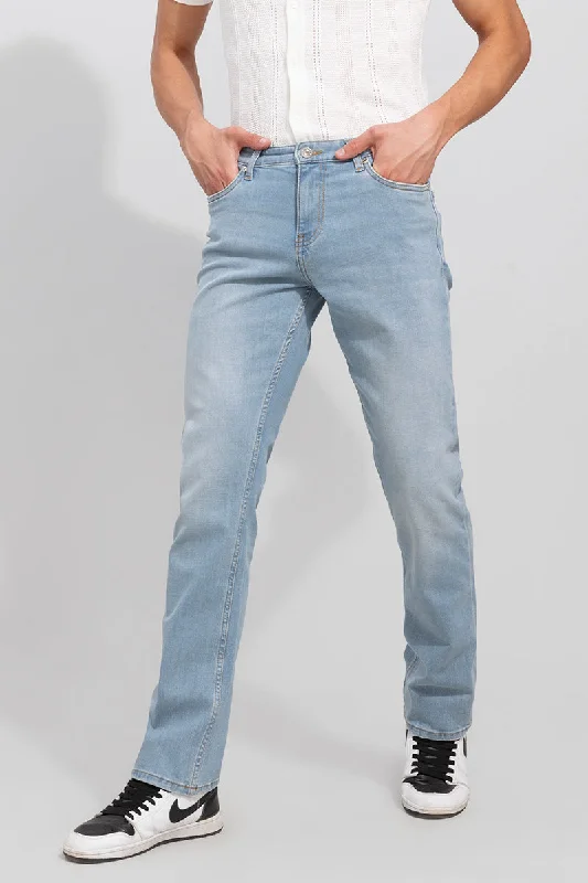 men's tailored pants-Jazz Blue Straight Fit Jeans