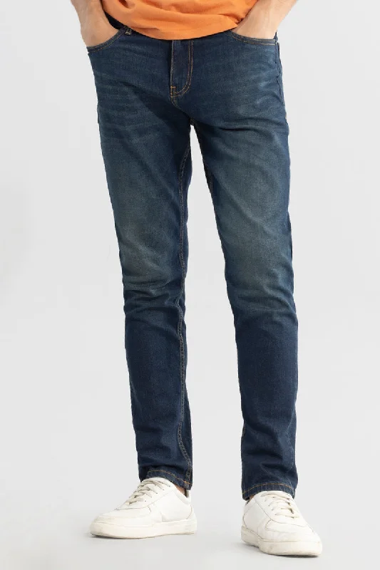 men's stretch jeans-Wispy Dusty Blue Slim Fit Jeans