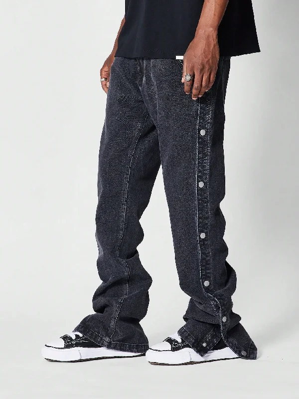 men's stylish pants-Snap Edge Flare Fit Men Denim