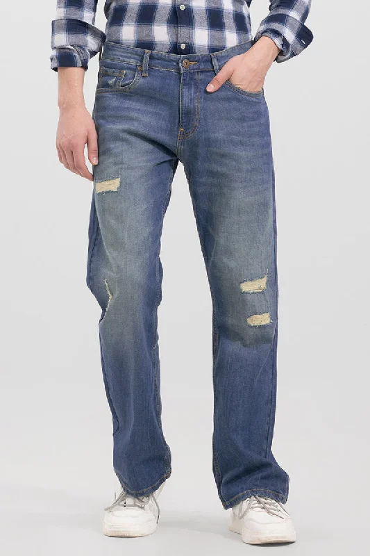 men's moisture wicking trousers-Dexton Blue Bootcut Jeans