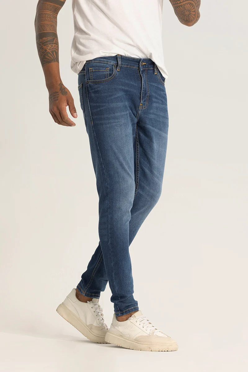 men's adventure trousers-Blue Skinny Fit Jeans