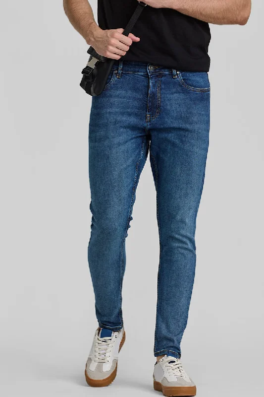 men's adventure trousers-Denim Blue Skinny Fit Jeans