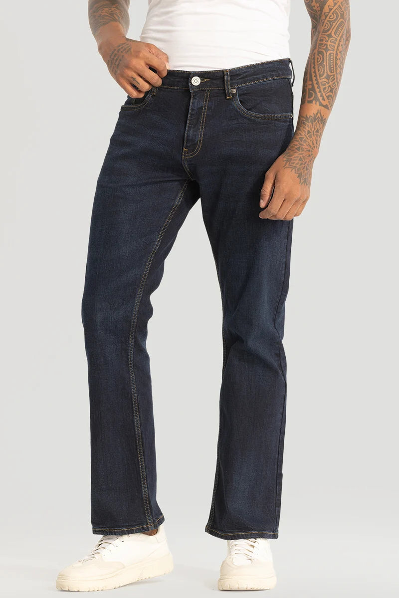 men's bootcut jeans-Navy Bootcut Jeans