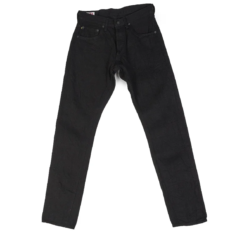 men's tennis trousers-ONI 689 Kiraku II 12oz Natural Indigo Slim Tapered Jean - Black One Wash