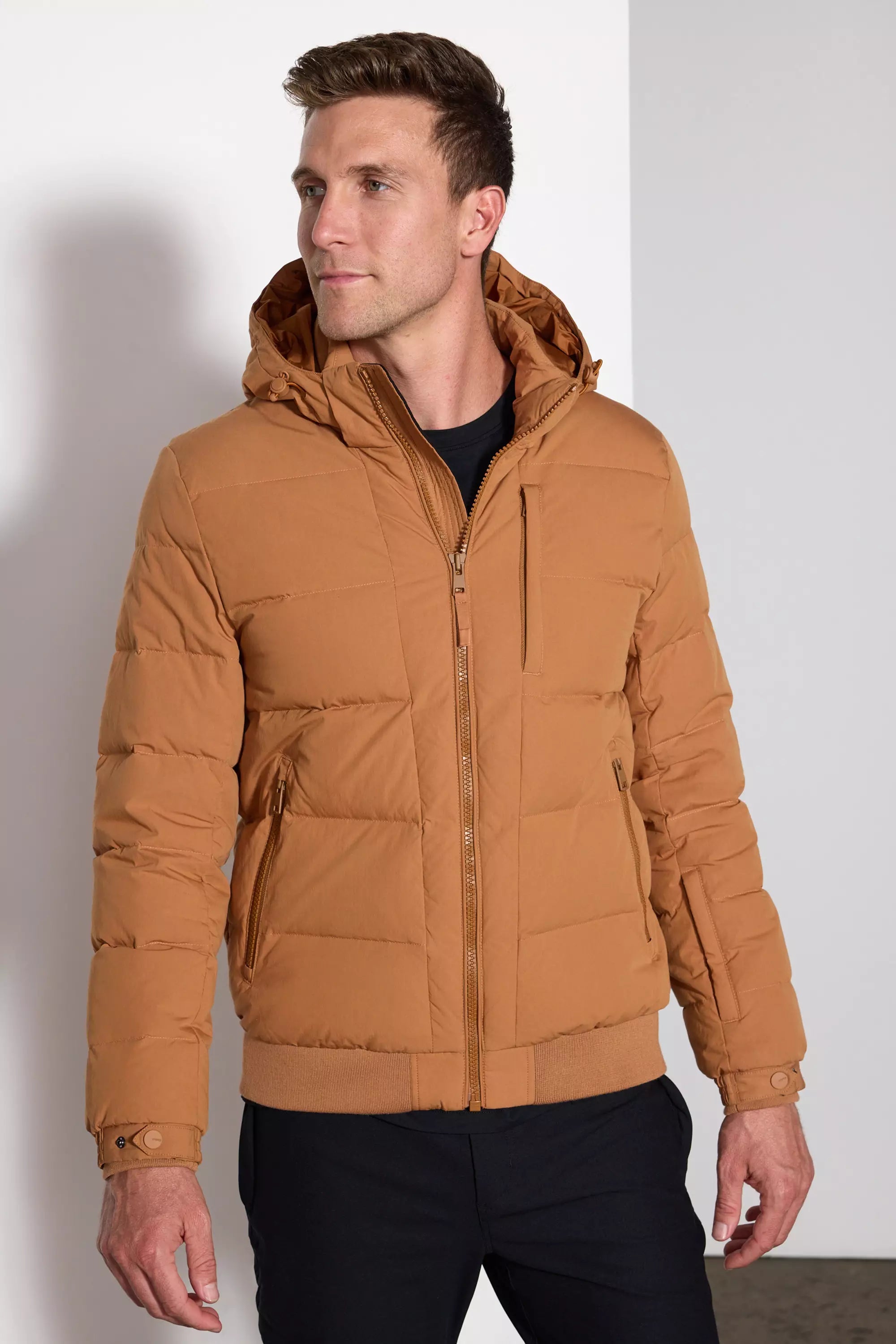 men's oversized jackets-RDS Down Puffer - Dark Camel