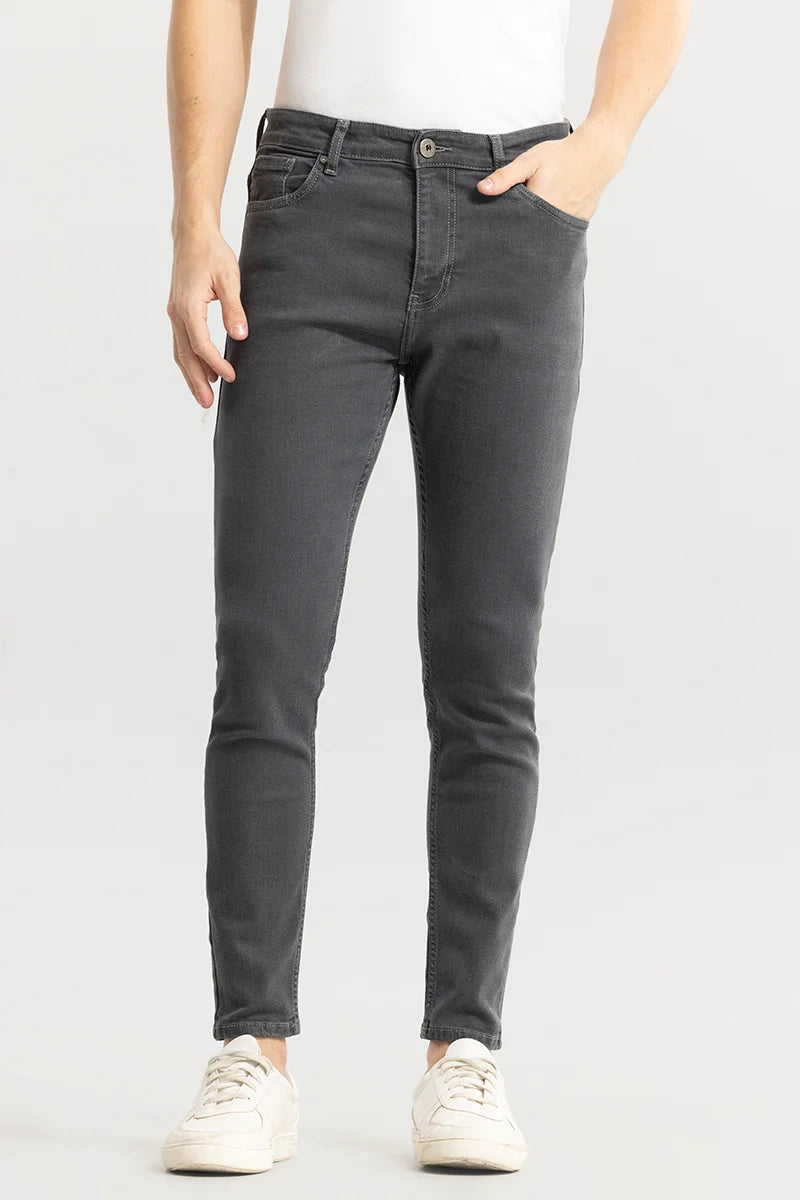 men's cotton pants-Ashen Dark Grey Skinny Jeans