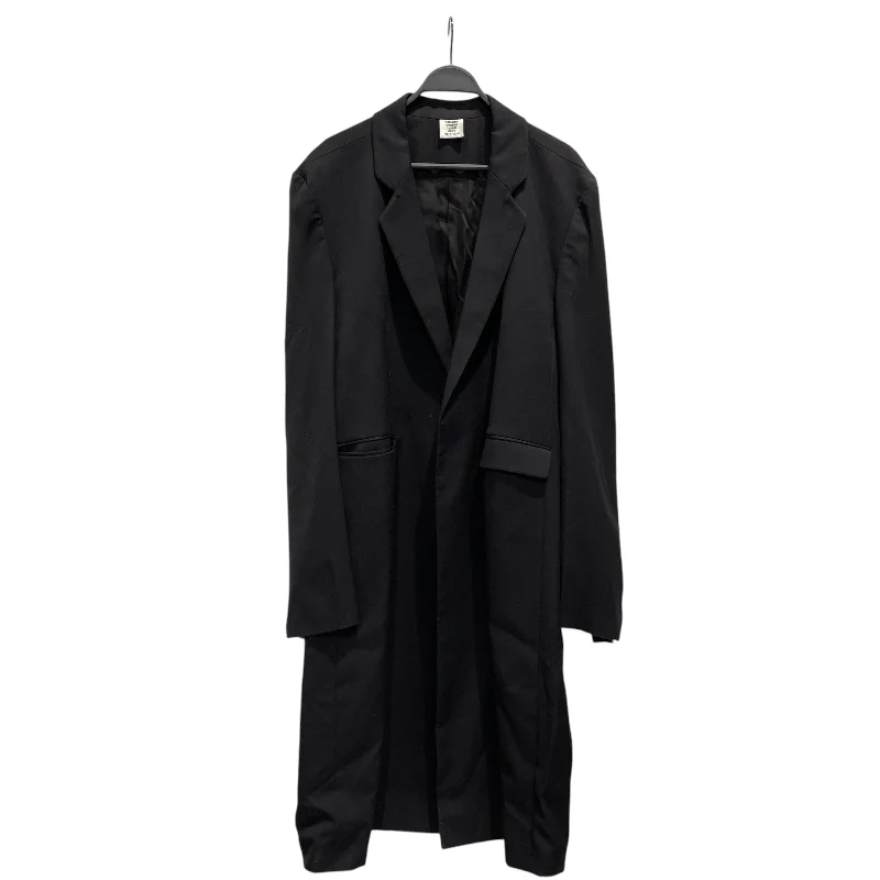 men's collarless coats-VETEMENTS/Trench Coat/XS/Wool/BLK/2015 Trench Coat