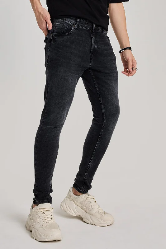 men's summer pants-Dark Grey Skinny Fit Jeans