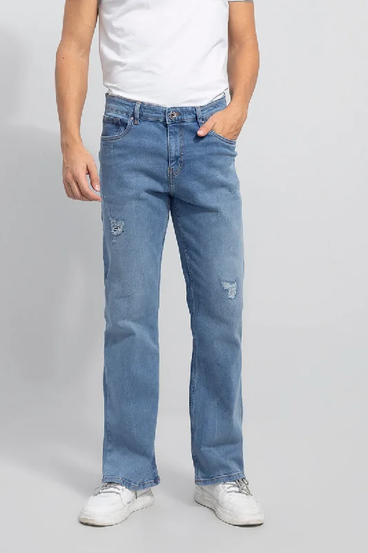 men's casual pants-Dalton Sky Blue Bootcut Jeans