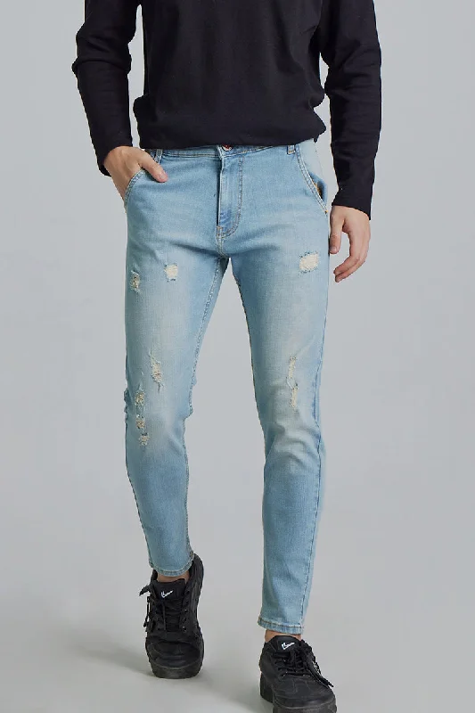 men's urban trousers-Rex Sea Blue Skinny Jeans