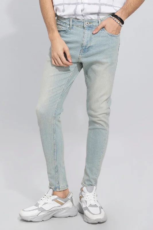 men's modern pants-Wizzy Ice Blue Skinny Jeans