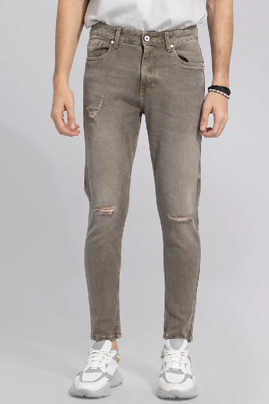 men's hiking pants-Fyre Grey Skinny Jeans