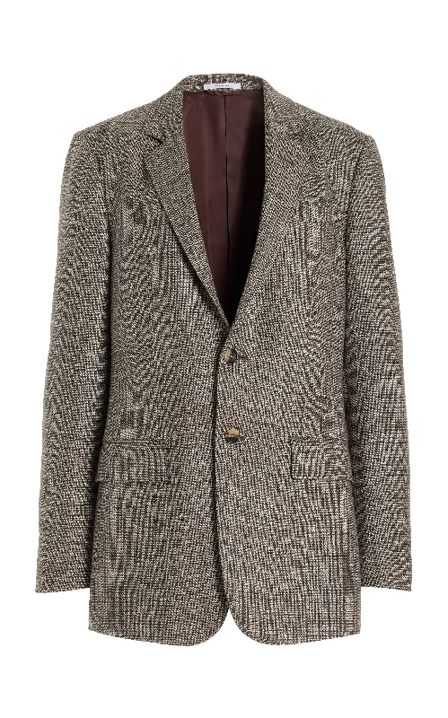 men's layering jackets-Irving Jacket in Chocolate Virgin Wool Tweed