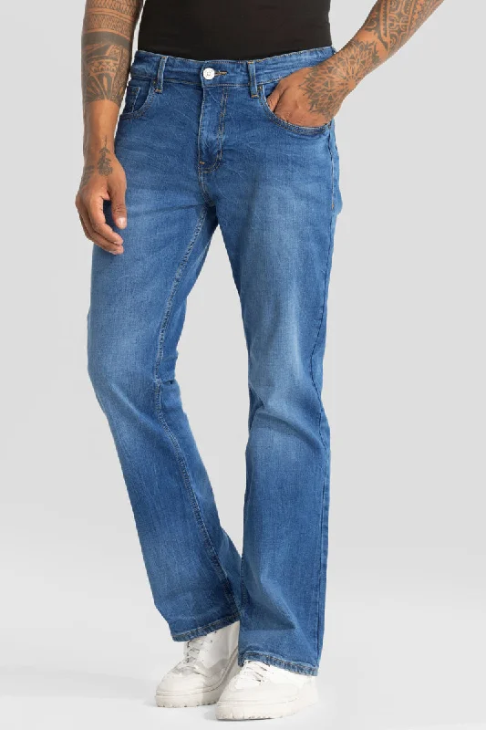 men's jogger pants-Blue Bootcut Jeans