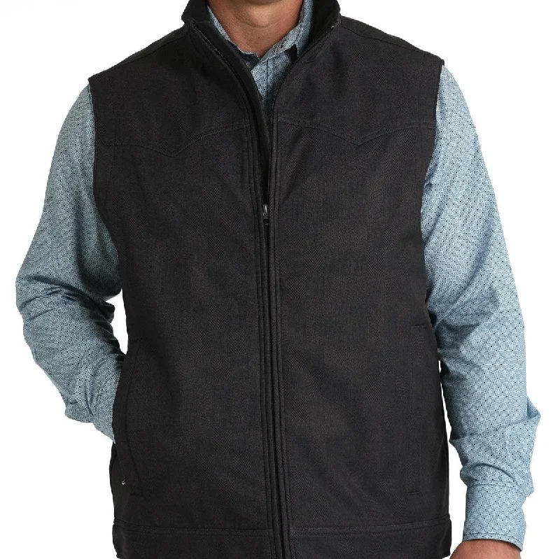 men's breathable vests-Cinch Men's Concealed Carry Bonded Vest in Charcoal