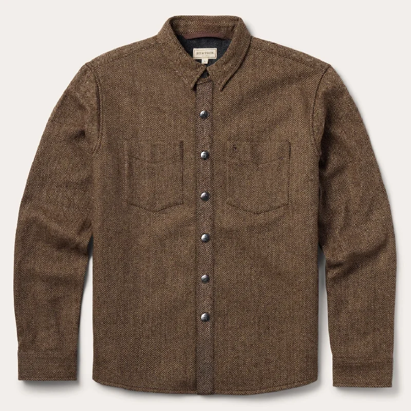 men's varsity jackets-Herringbone Shirt Jacket