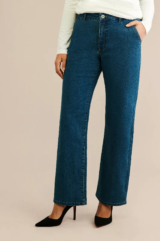 men's tailored pants-Jeans jambe évasée - Femme