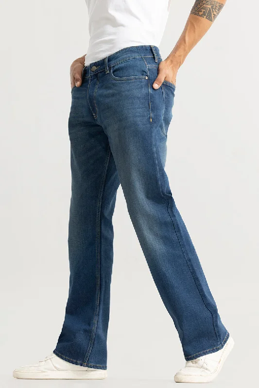 men's sleep pants-Dimmet Washed Blue Bootcut Jeans