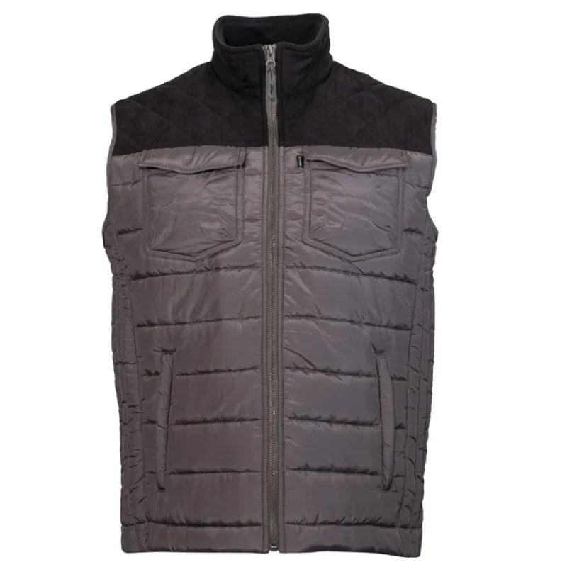 men's tennis vests-Hooey Men's Charcoal Grey Packable Vest