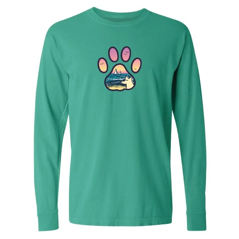 men's lightweight t-shirts-Beach Paw - Classic Long-Sleeve T-Shirt