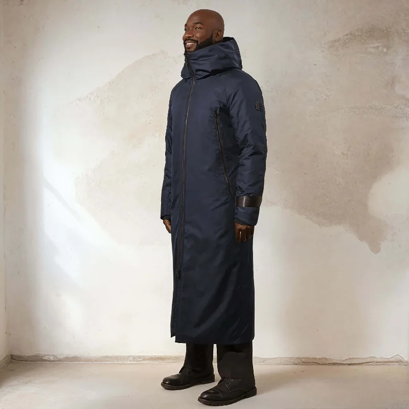 men's peacoats-IDRIS - Men's Long Winter Coat - ECONYL