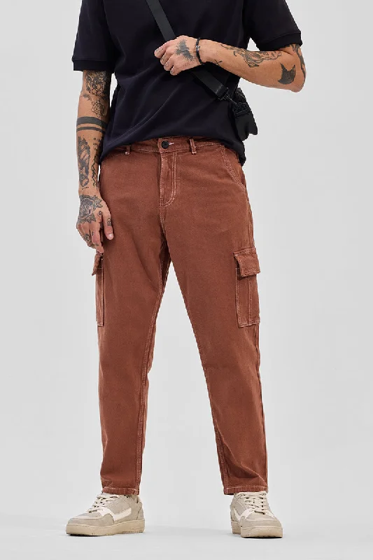 men's urban trousers-Rust Baggy Fit Cargo Jeans