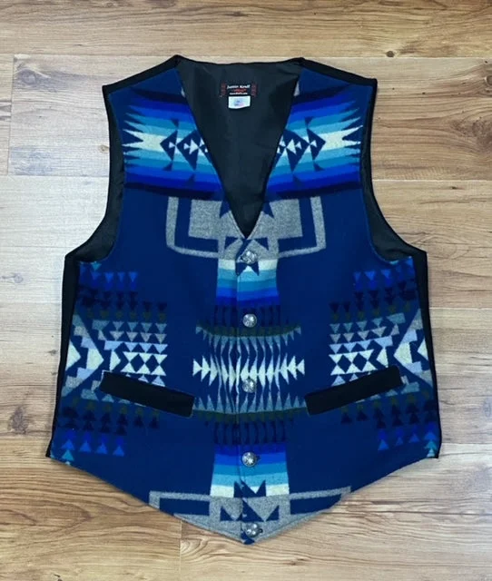 men's button-up vests-Kraffs Wool Vest, Chief Joseph Aegean